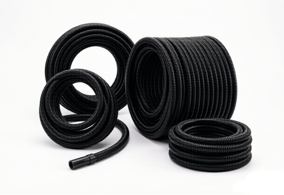 Flexible-corrugated-conduit-coils-in-black-nylon-–-TopConduit-product-range